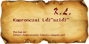 Kapronczai László névjegykártya