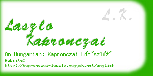 laszlo kapronczai business card